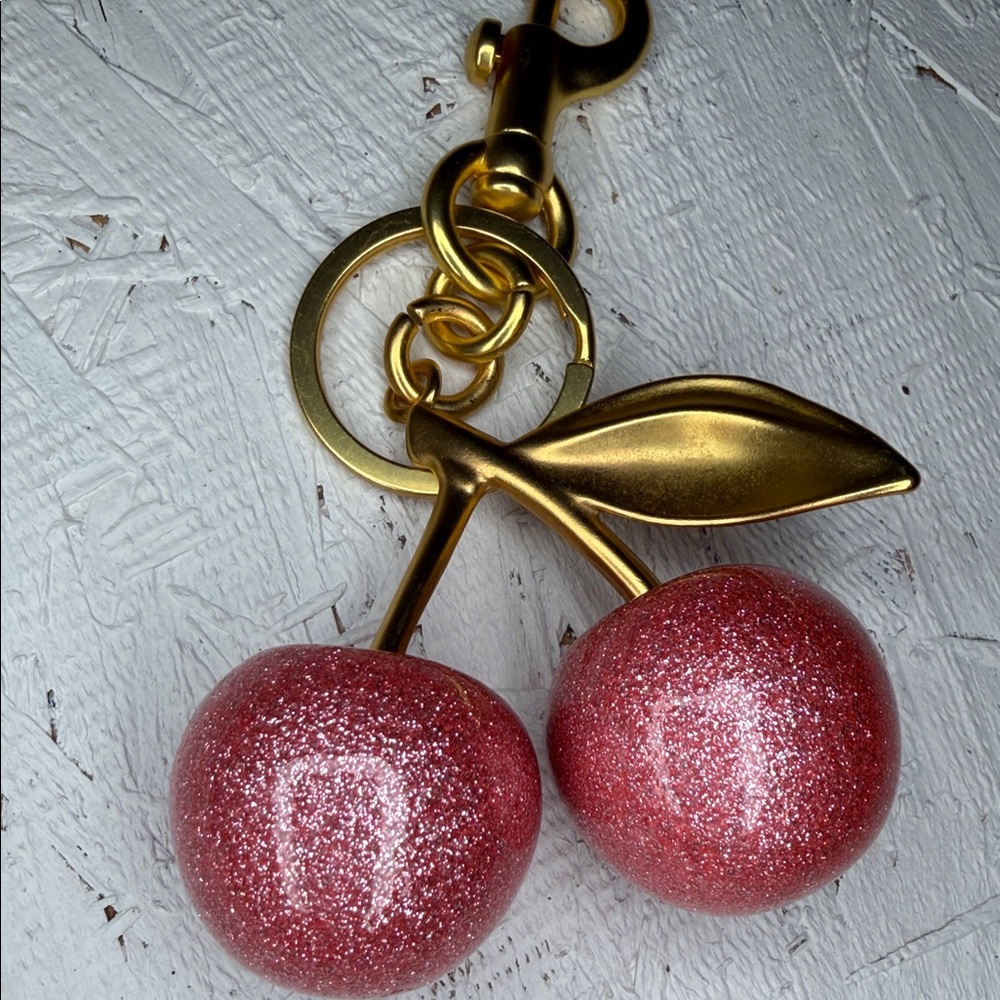 Cherries, New WT large pink sparkle, keychain, or bag charm - Picture 4 of 6